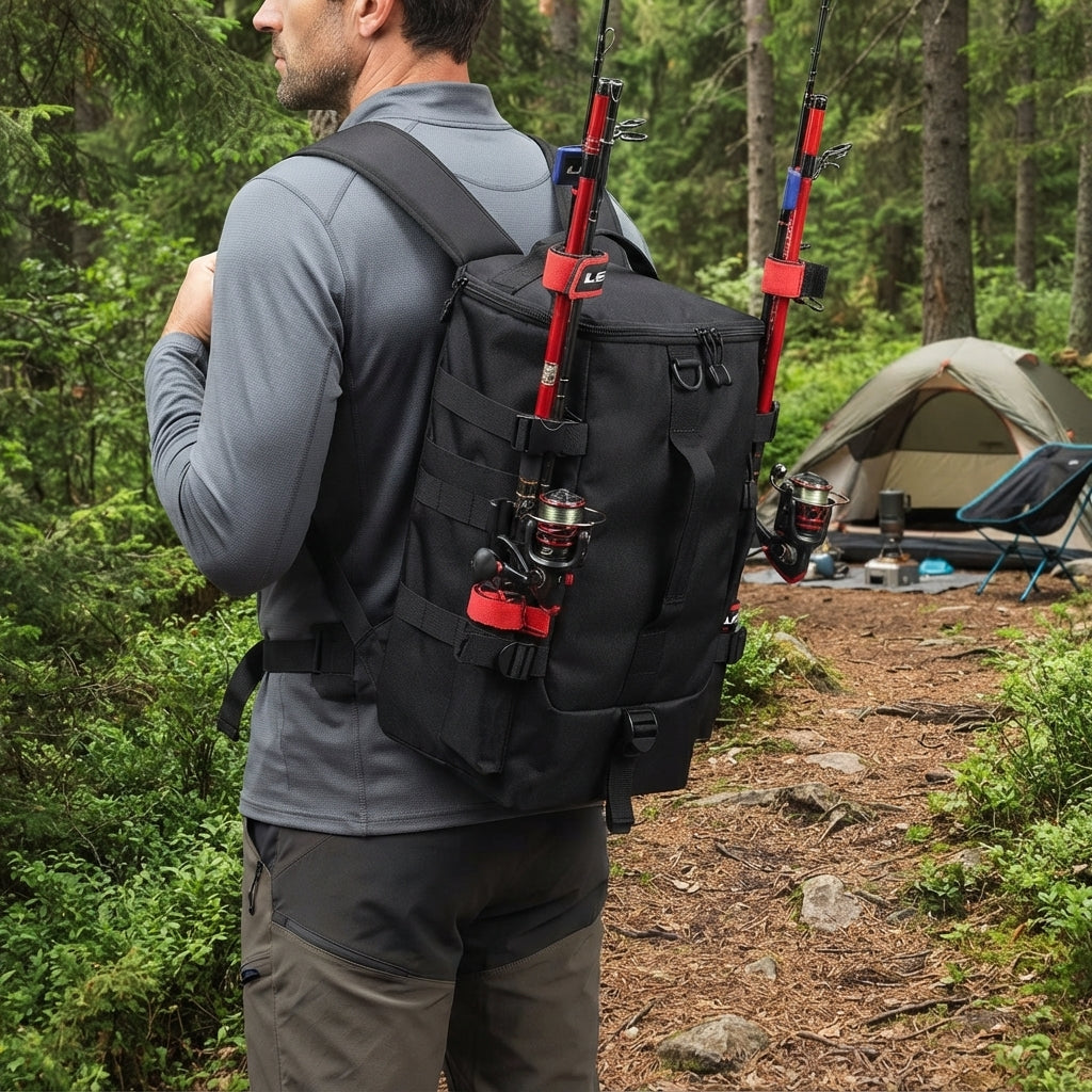 Multifunction fishing backpack with rod holders – Organised gear storage