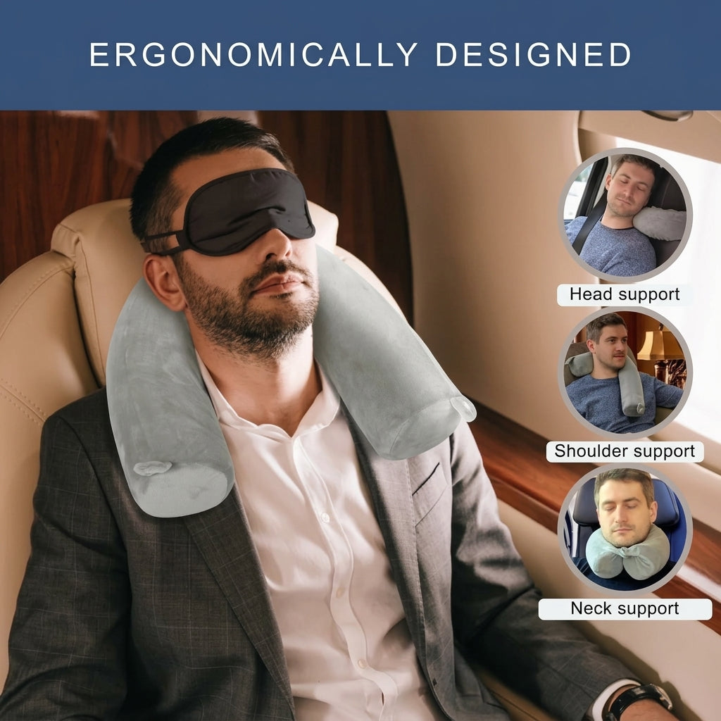 Ergonomic travel neck pillow with memory foam for long journeys