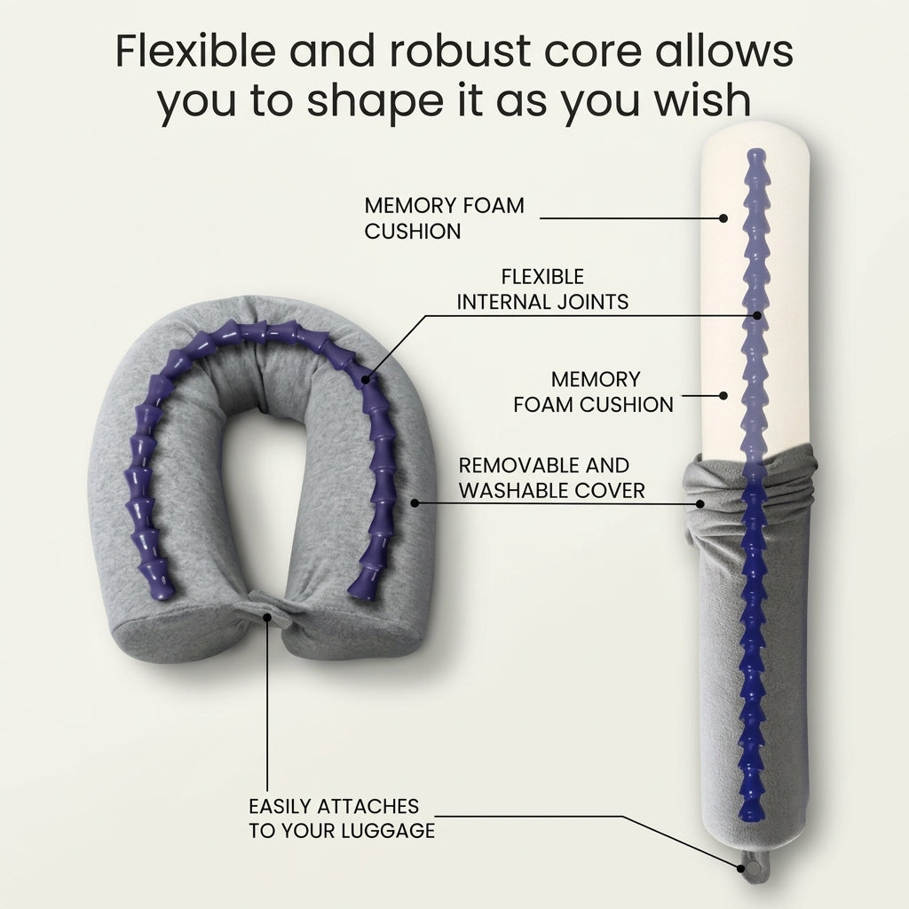 Ergonomic travel neck pillow with memory foam for long journeys