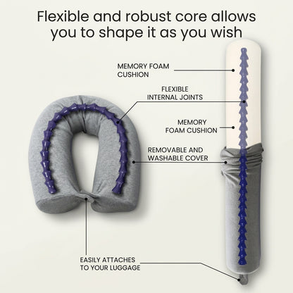 Ergonomic travel neck pillow with memory foam for long journeys