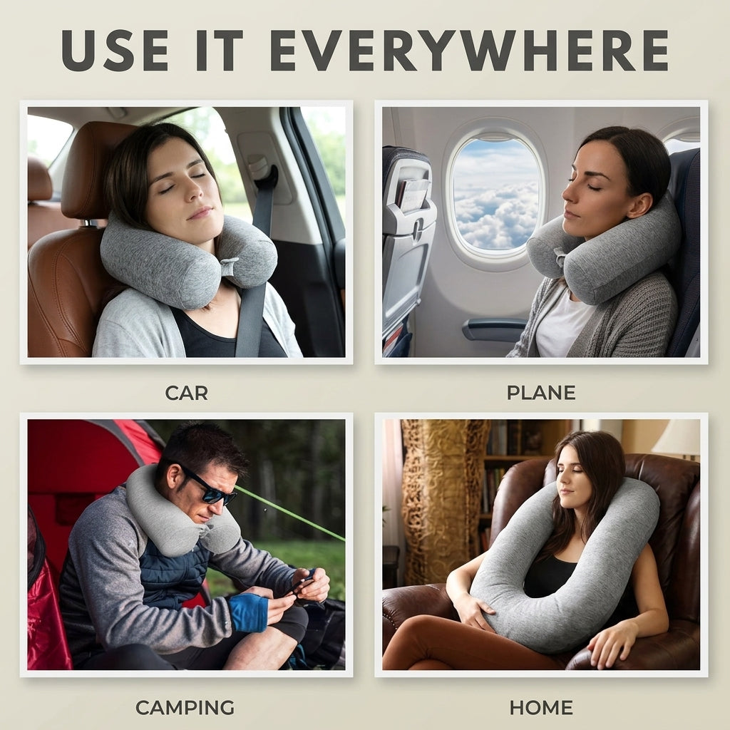 Ergonomic travel neck pillow with memory foam for long journeys