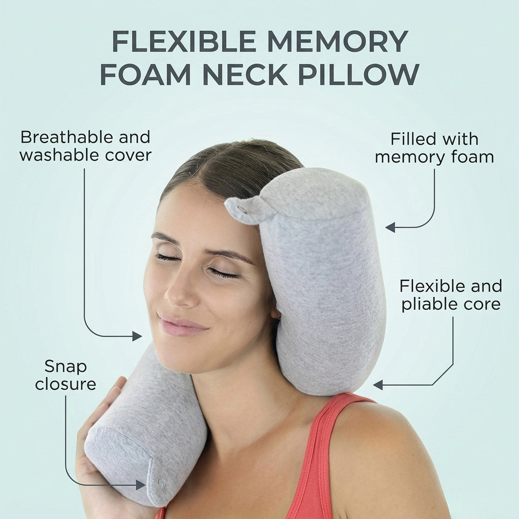 Ergonomic travel neck pillow with memory foam for long journeys