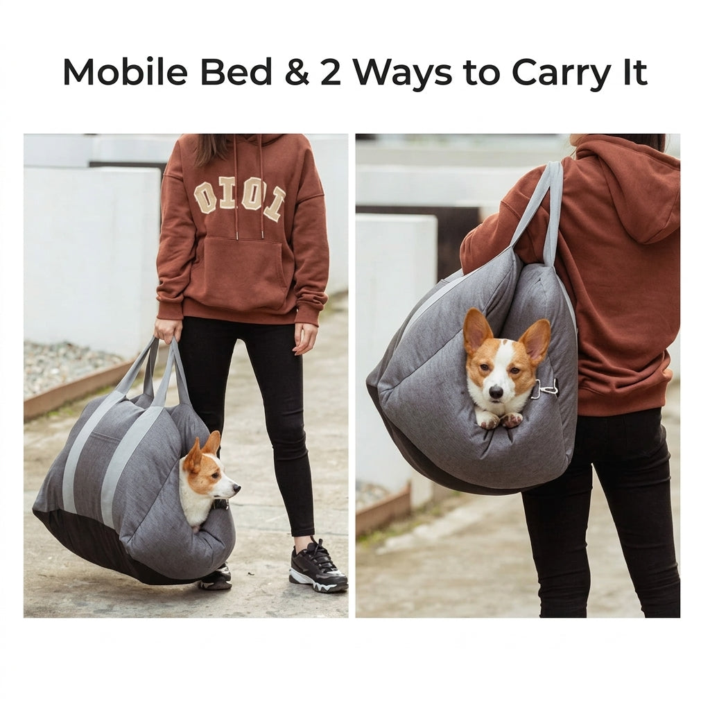 Dog car seat in Oxford fabric with adjustable straps and non-slip base