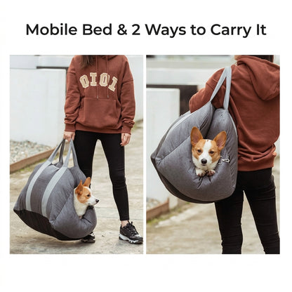 Dog car seat in Oxford fabric with adjustable straps and non-slip base