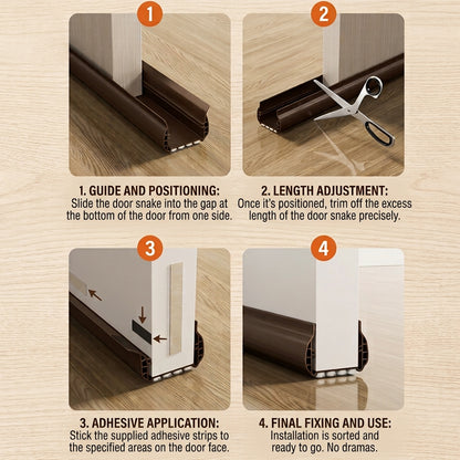 Under door draft stopper with windproof insulation for 3.5–5.5 cm thick doors