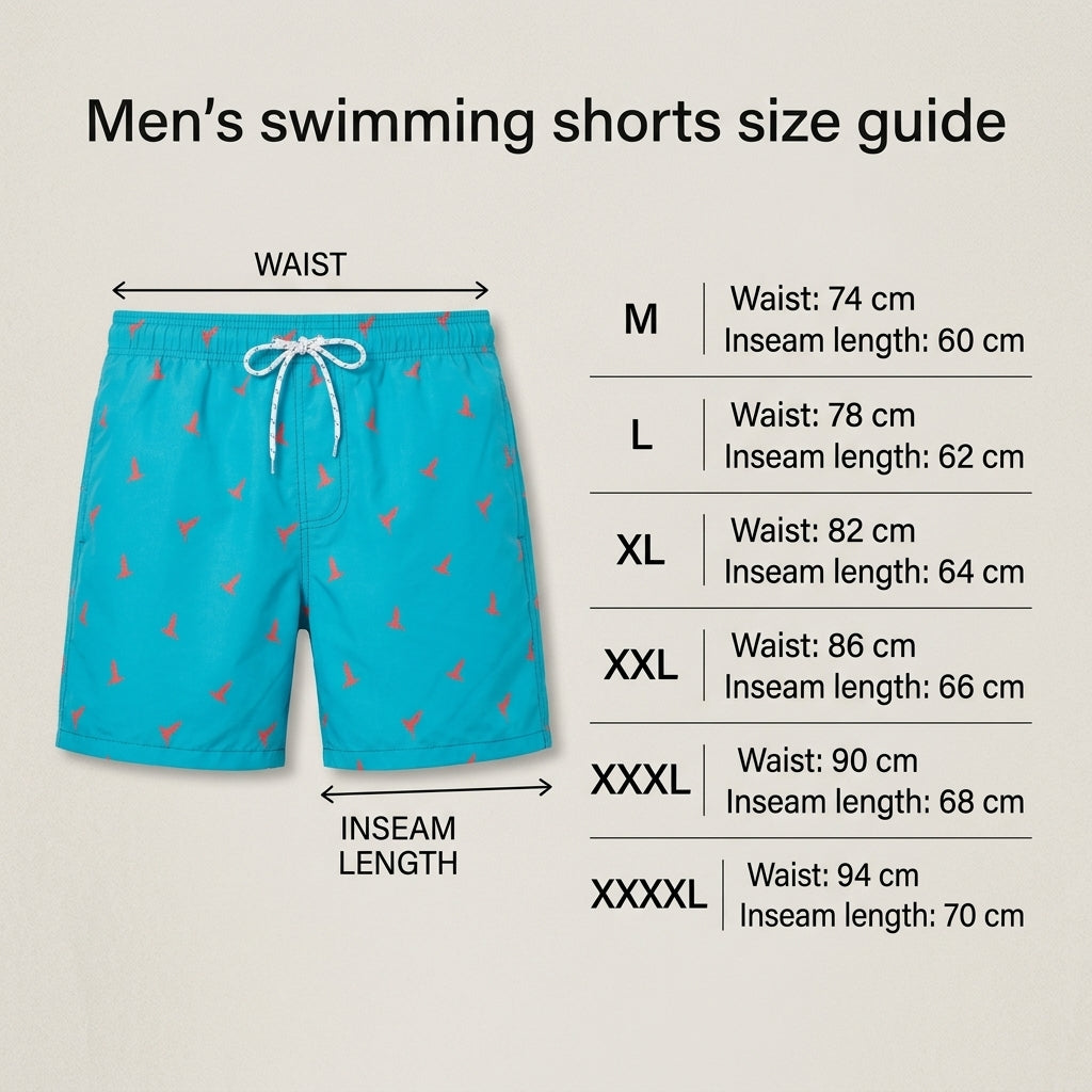 Men's quick-dry swimming shorts with adjustable drawstring waist