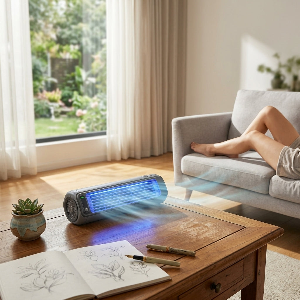 Portable air cooler with rechargeable battery | 12-hour runtime