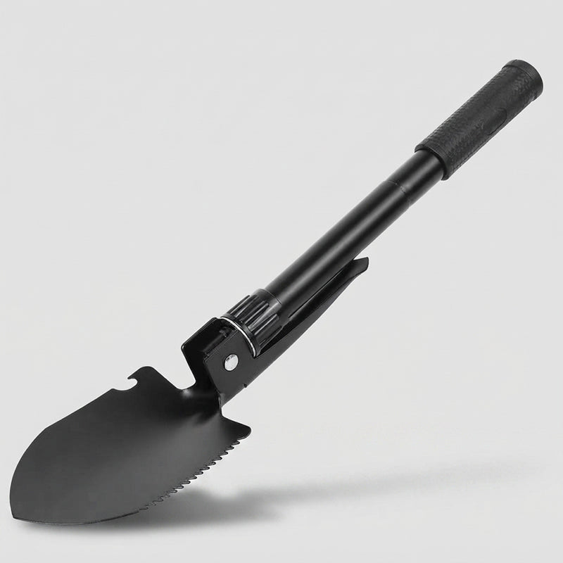 Folding shovel with pickaxe - Compact steel camping tool for outdoors