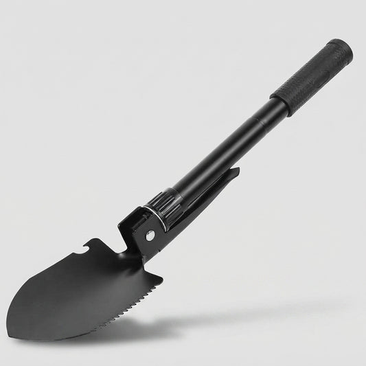 Folding shovel with pickaxe - Compact steel camping tool for outdoors