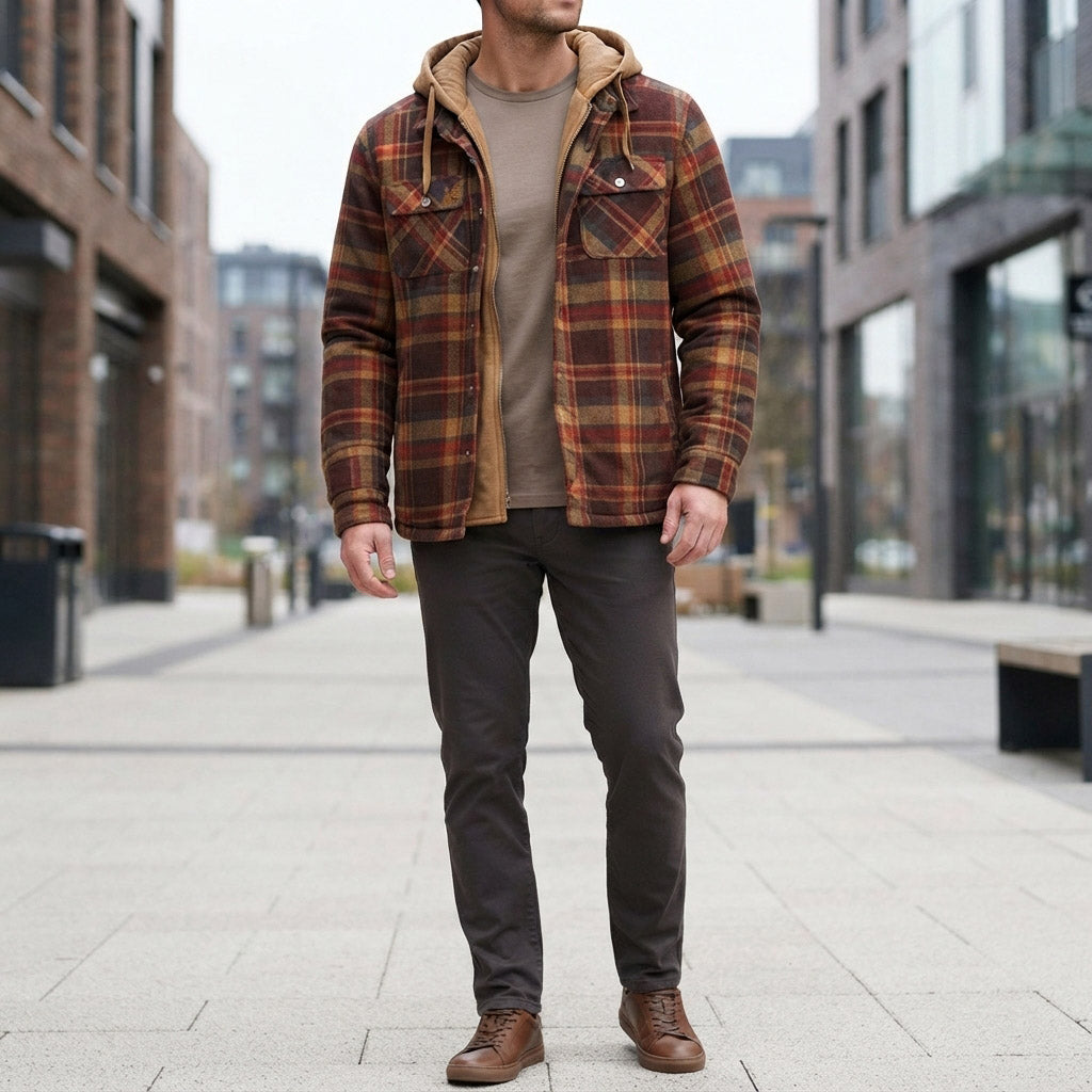 Men's hooded jacket - Front closure, casual fit and versatile everyday style