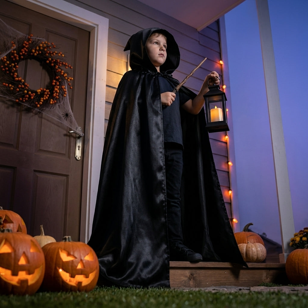 Kids' wizard hooded cloak for Halloween dress-up