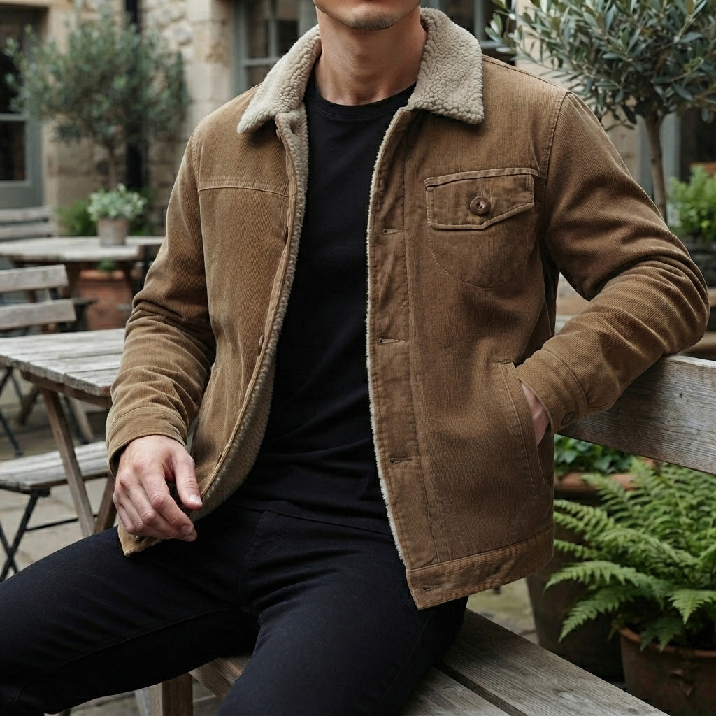 Men's corduroy jacket | Soft-lined, windproof and deep pockets