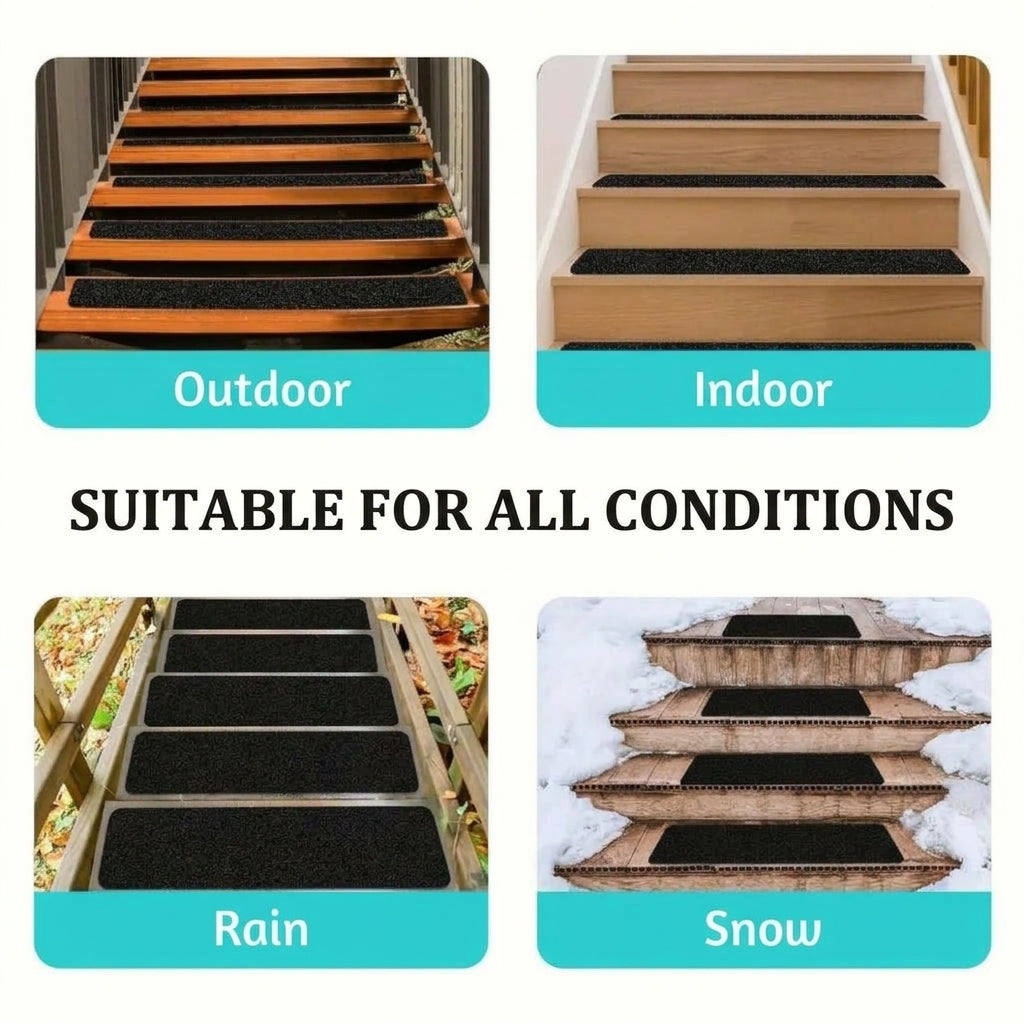 Non-slip stair strips for steps, ramps and terraces