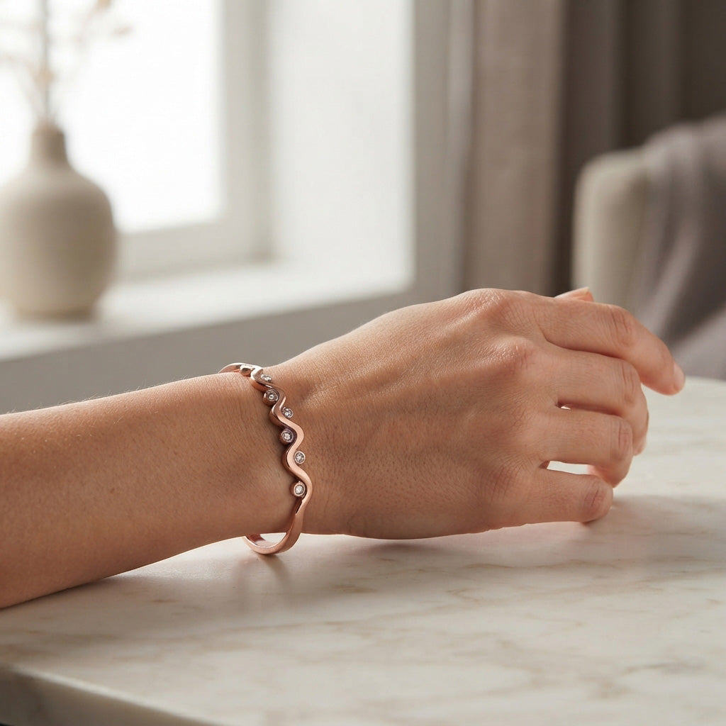 Women’s pure red copper bracelet - Simple purple copper design