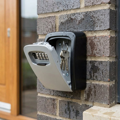 Wall-mounted key safe with 4-digit combination lock