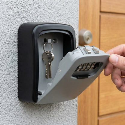 Wall-mounted key safe with 4-digit combination lock