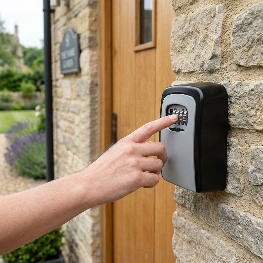 Wall-mounted key safe with 4-digit combination lock