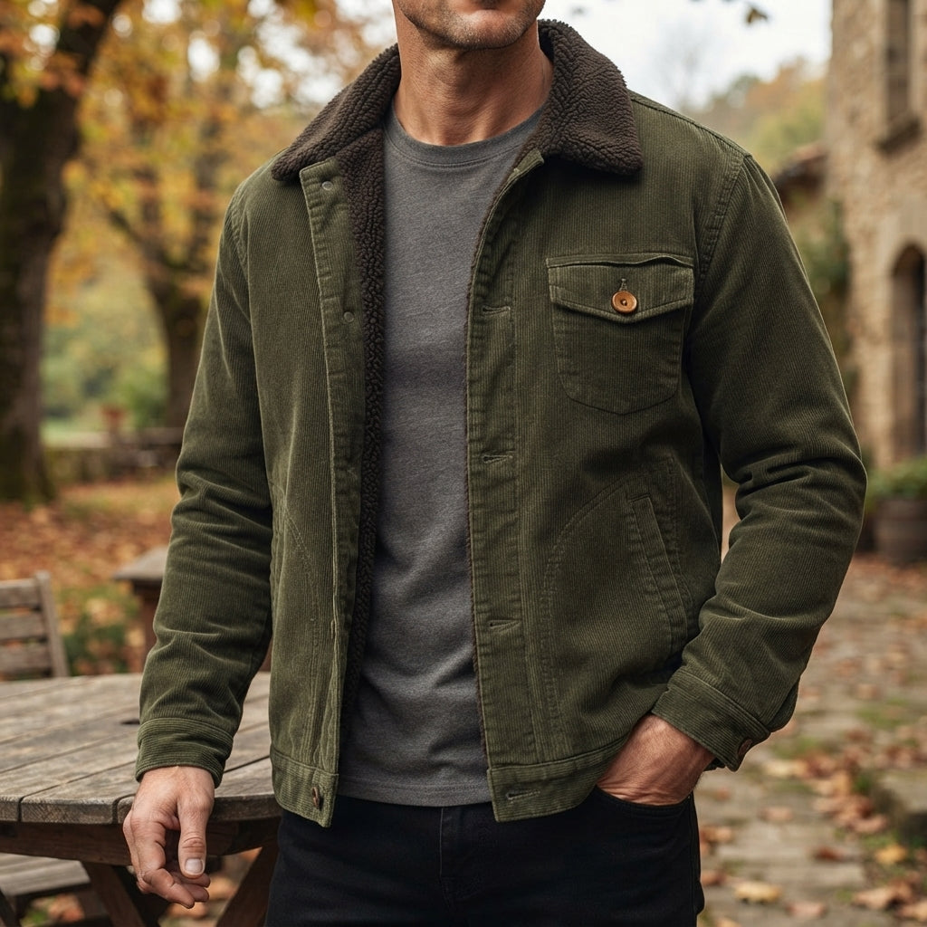 Men's corduroy jacket | Soft-lined, windproof and deep pockets