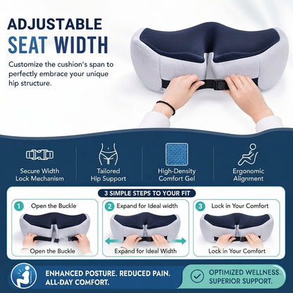 Ergonomic memory foam seat cushion - Tailbone, hip & back support