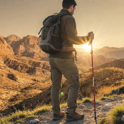 Folding trekking pole - Adjustable carbon steel hiking support