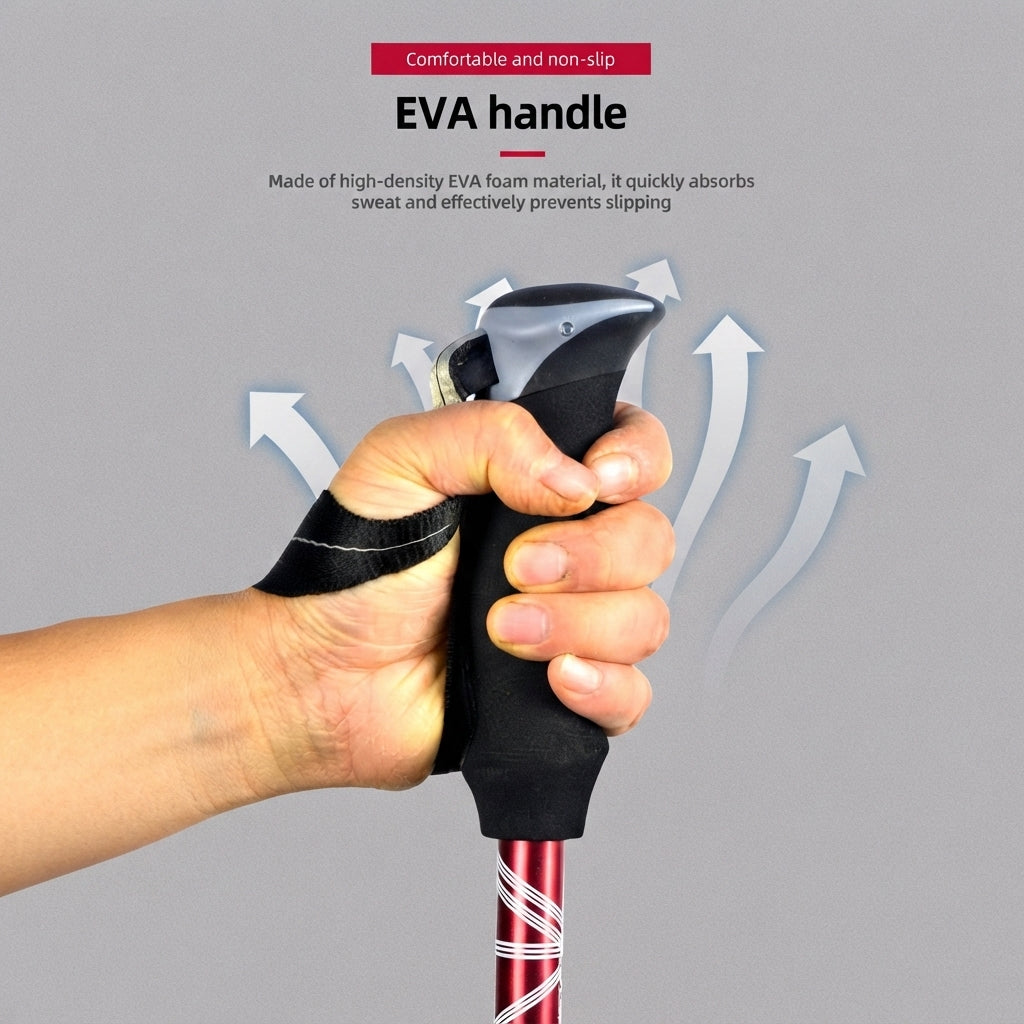 Folding trekking pole - Adjustable carbon steel hiking support