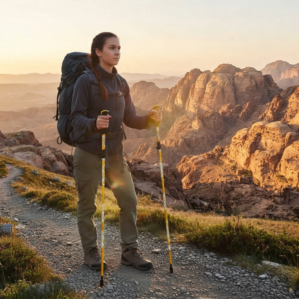 Folding trekking pole - Adjustable carbon steel hiking support