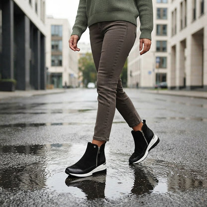 Women's waterproof ankle boots - Dual zips, cushioned and non-slip