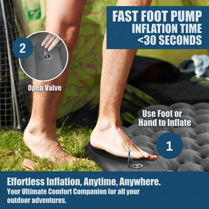 Inflatable camping mattress - Ultralight design with built-in pump