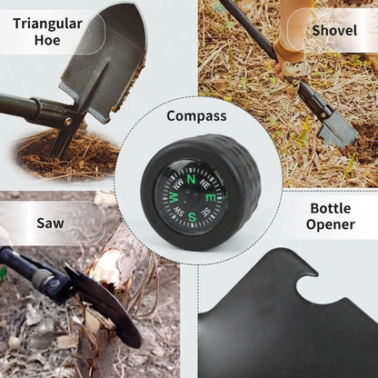 Folding shovel with pickaxe - Compact steel camping tool for outdoors