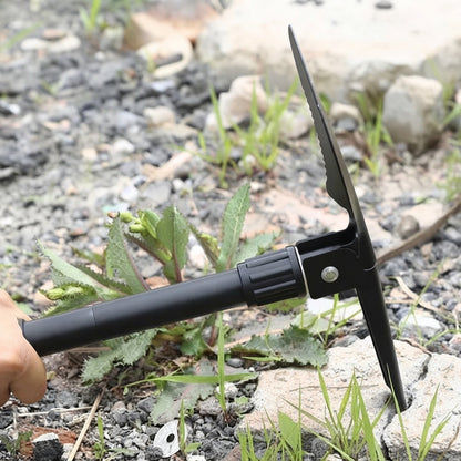 Folding shovel with pickaxe - Compact steel camping tool for outdoors