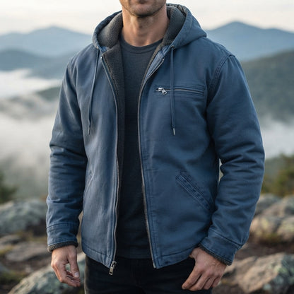 Men's fleece-lined hooded jacket - Zip front relaxed fit