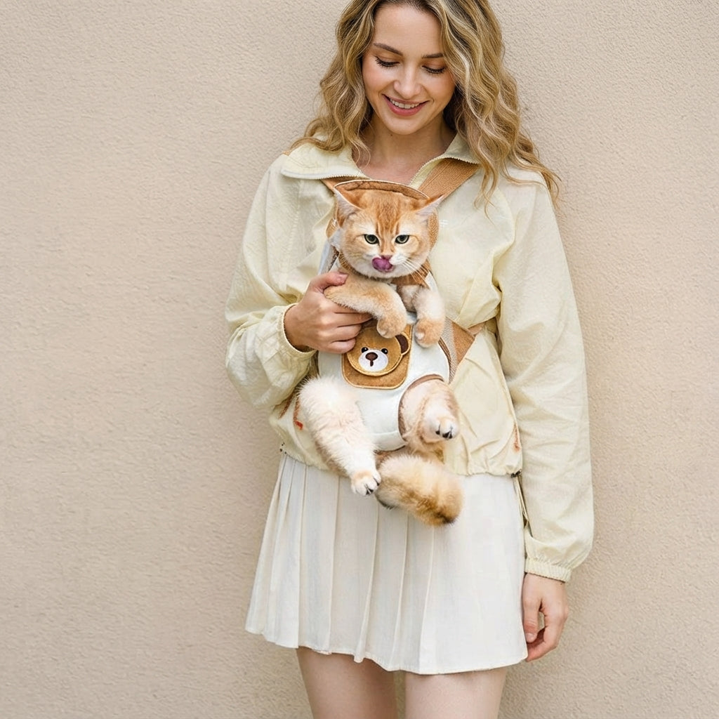 Small dog carrier bag | Hands-free backpack with chest strap