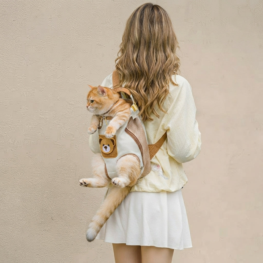Small dog carrier bag | Hands-free backpack with chest strap