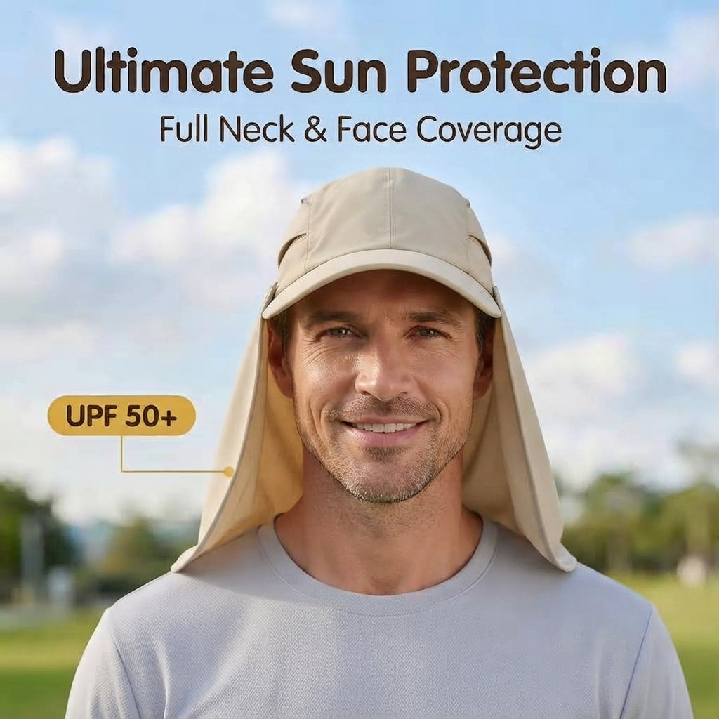 UV protection cap - UPF 50+ sun hat with removable neck cover