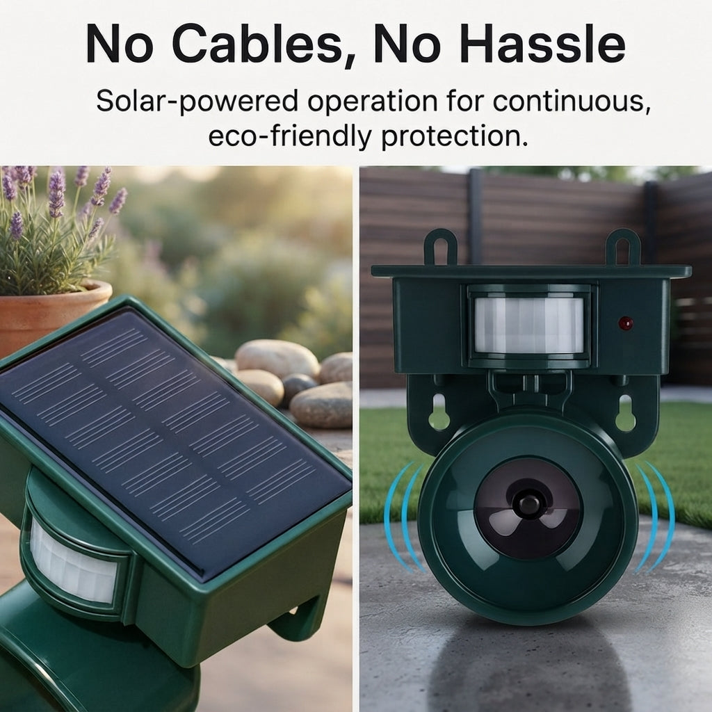 Motion sensor bird repeller - Solar powered ultrasonic deterrent