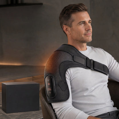 Heated shoulder therapy wrap - Adjustable heat and gentle massage for comfort