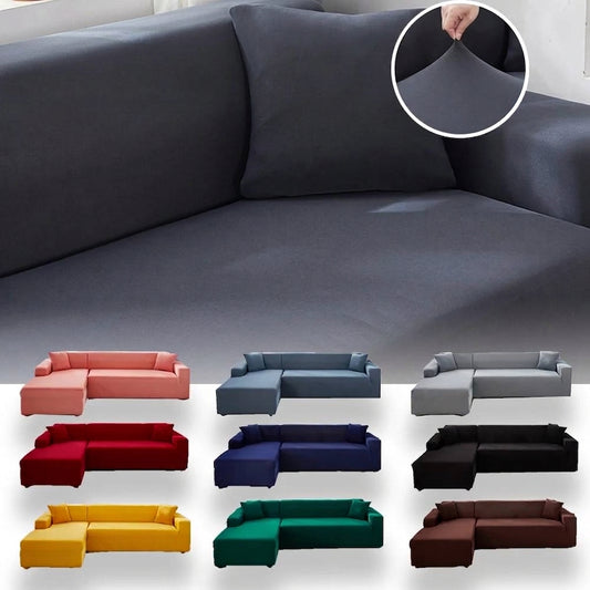 Stretch sofa cover in polyester with water-repellent protection