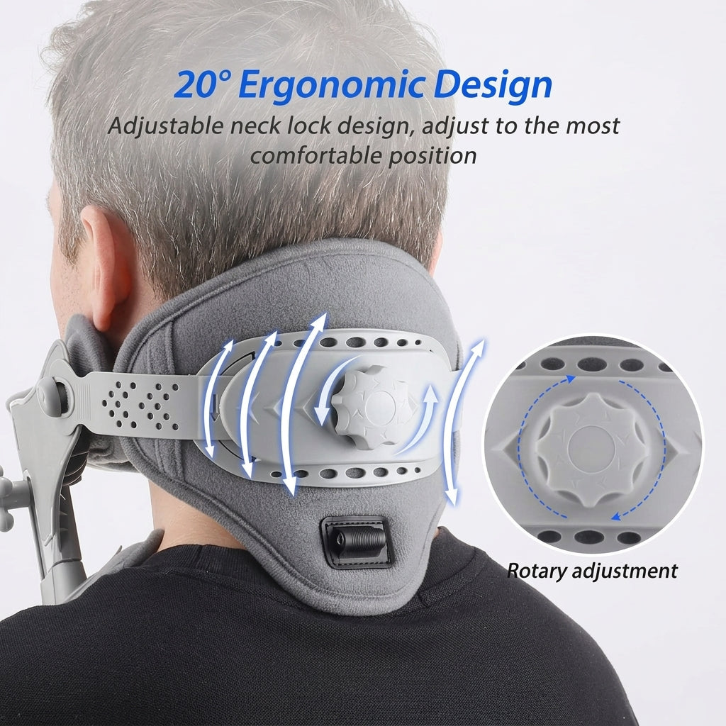 Neck traction device with heat for adjustable cervical support