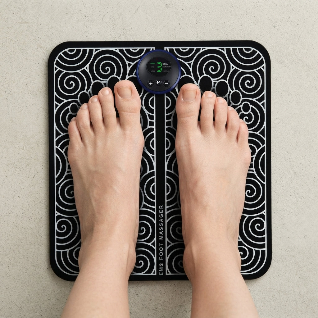 EMS foot massage mat - 6 modes, 9 intensity levels, foldable design