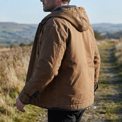 Men's fleece-lined hooded jacket - Zip front relaxed fit