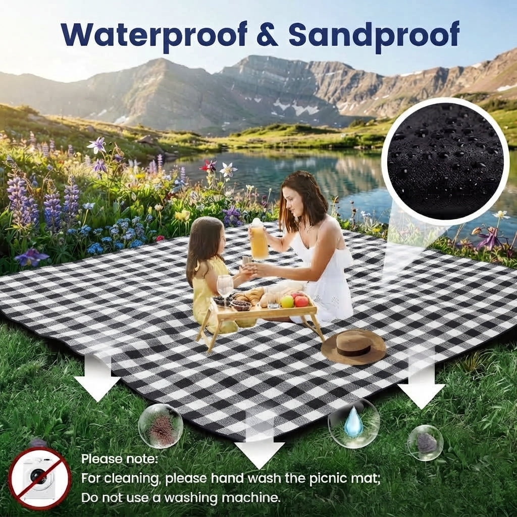 Waterproof picnic blanket - Foldable outdoor mat for beach, camping & parks