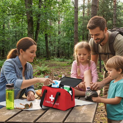 184-piece camping first aid kit - Waterproof travel emergency bag