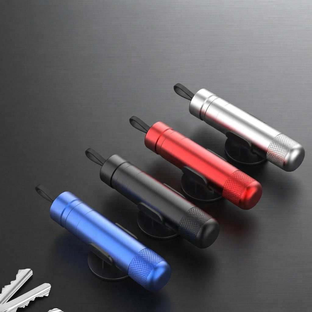 Car safety escape tool with seat belt cutter & window breaker