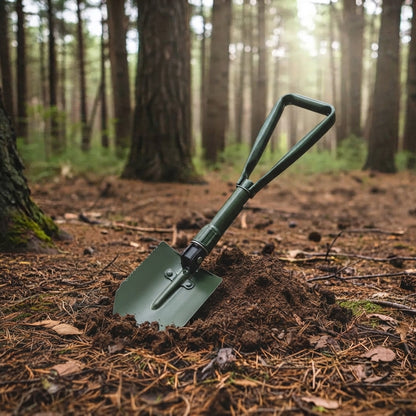 4-in-1 folding shovel - Steel camping spade with compact design
