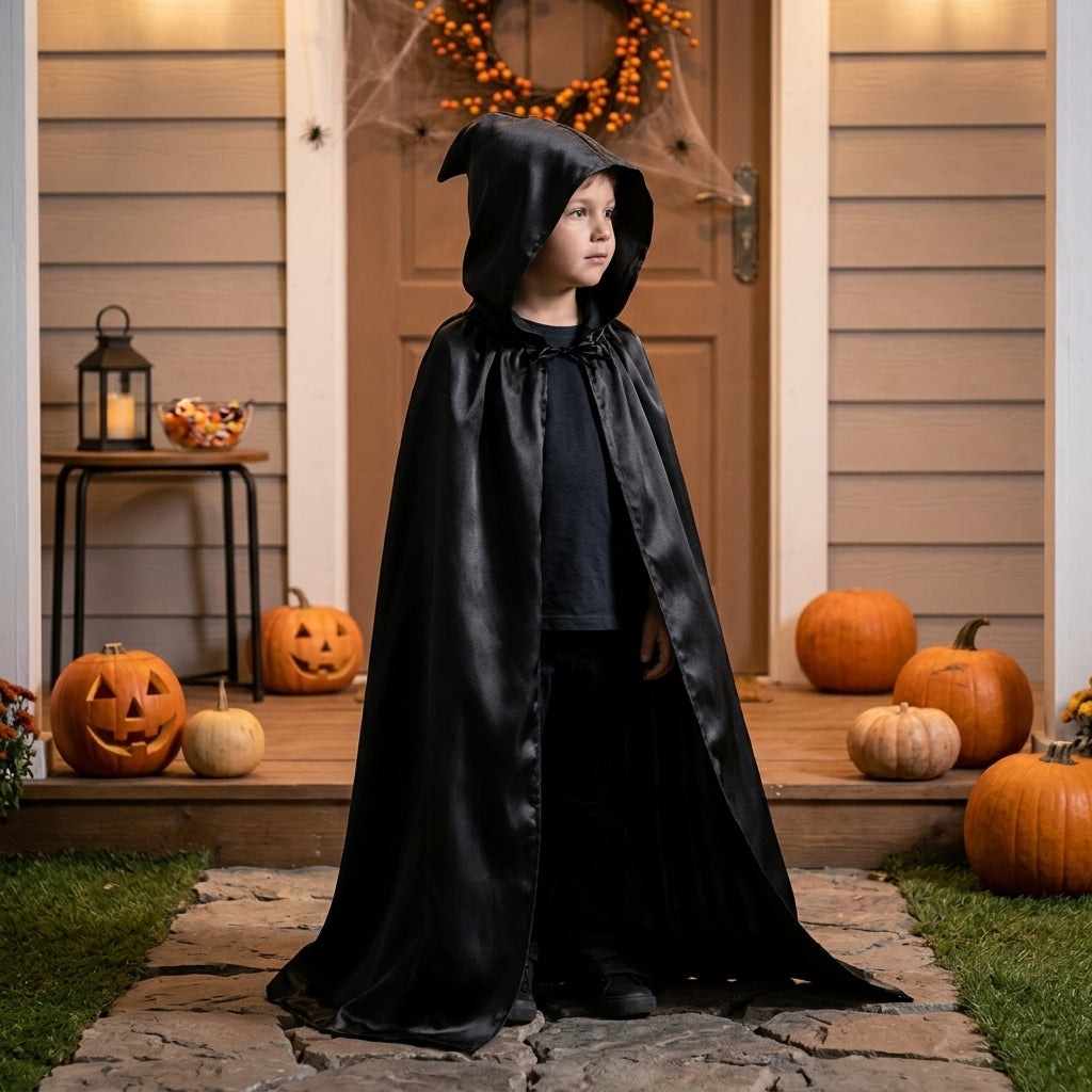 Kids' wizard hooded cloak for Halloween dress-up