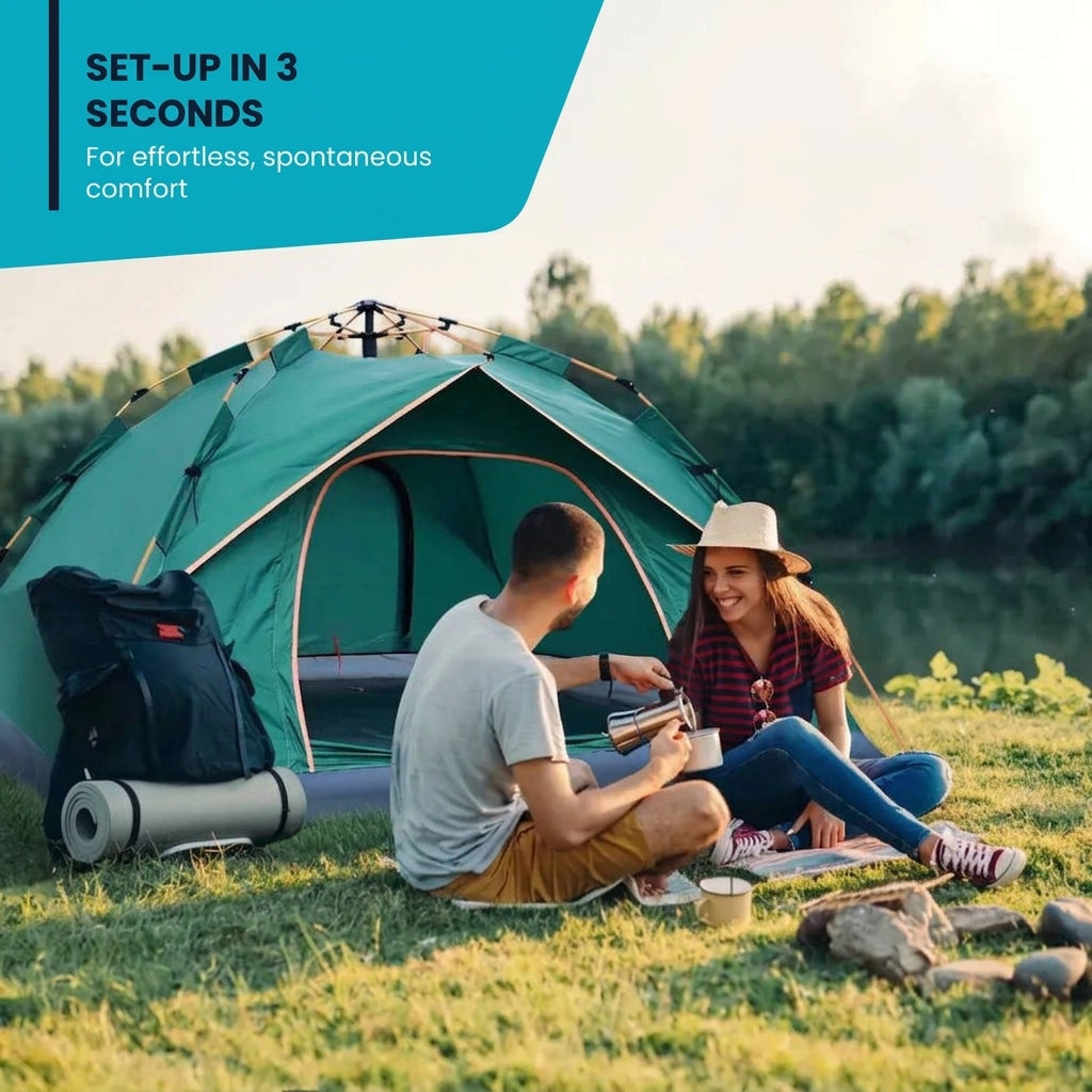 3-second pop-up camping tent for 2–3 people with UV protection