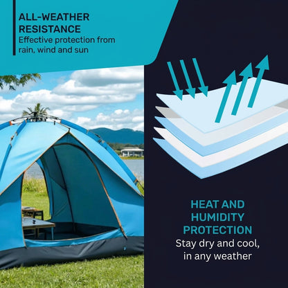3-second pop-up camping tent for 2–3 people with UV protection