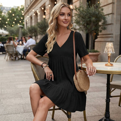 Retro V-neck shaping dress with stretch fit