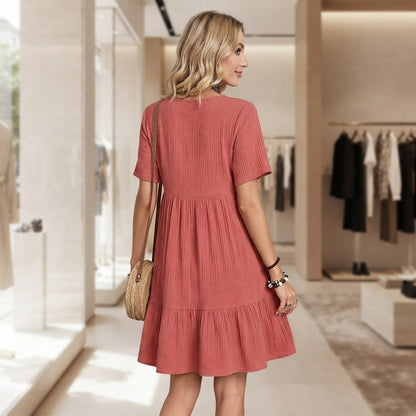 Retro V-neck shaping dress with stretch fit