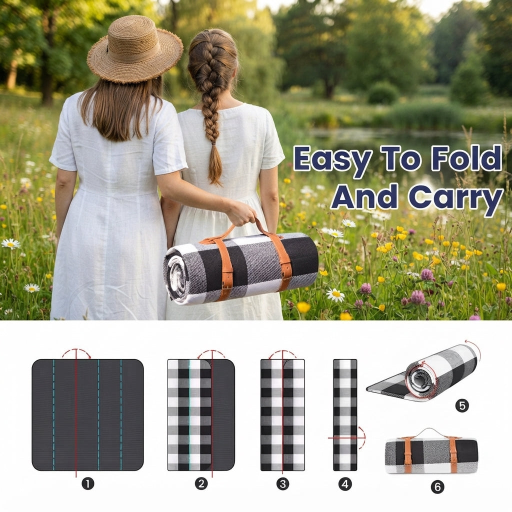 Waterproof picnic blanket - Foldable outdoor mat for beach, camping & parks